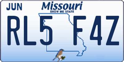 MO license plate RL5F4Z