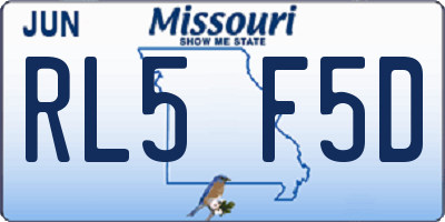 MO license plate RL5F5D