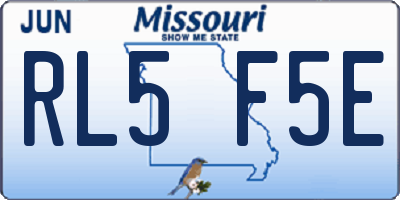 MO license plate RL5F5E