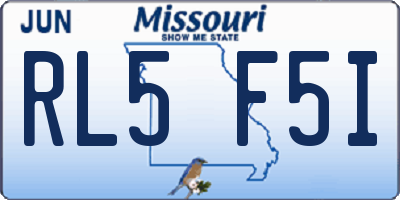 MO license plate RL5F5I