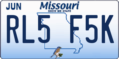 MO license plate RL5F5K