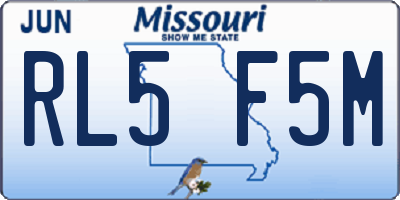 MO license plate RL5F5M