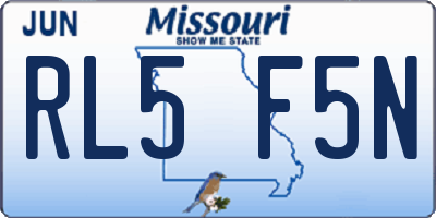 MO license plate RL5F5N