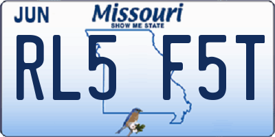MO license plate RL5F5T