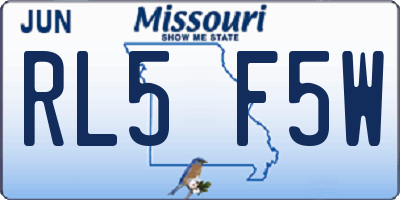 MO license plate RL5F5W