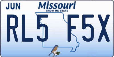MO license plate RL5F5X