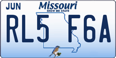 MO license plate RL5F6A