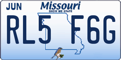 MO license plate RL5F6G