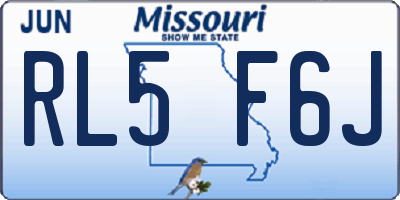 MO license plate RL5F6J