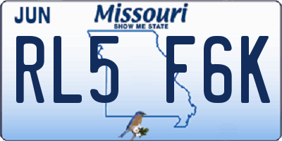 MO license plate RL5F6K