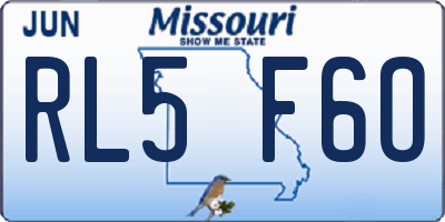 MO license plate RL5F6O