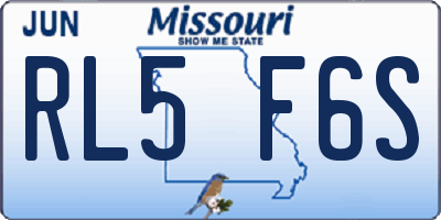 MO license plate RL5F6S