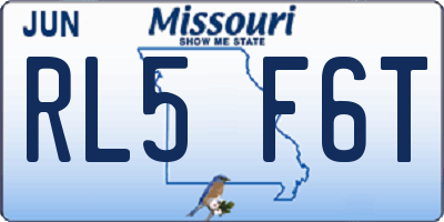 MO license plate RL5F6T