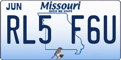 MO license plate RL5F6U