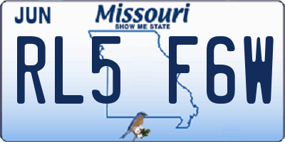 MO license plate RL5F6W