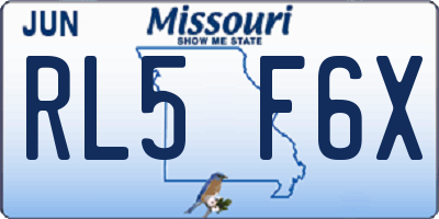 MO license plate RL5F6X
