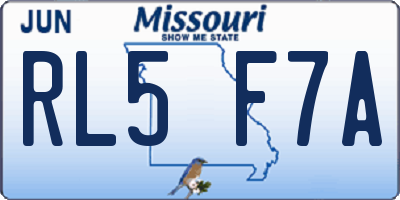 MO license plate RL5F7A