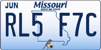 MO license plate RL5F7C