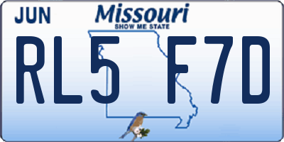 MO license plate RL5F7D