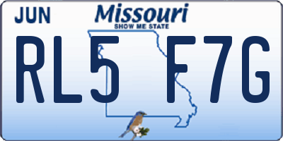 MO license plate RL5F7G