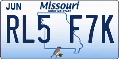 MO license plate RL5F7K