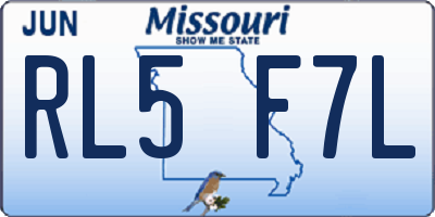 MO license plate RL5F7L