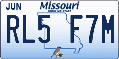 MO license plate RL5F7M