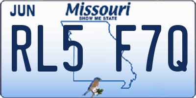MO license plate RL5F7Q