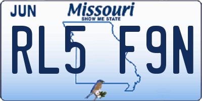 MO license plate RL5F9N