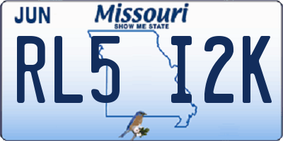 MO license plate RL5I2K