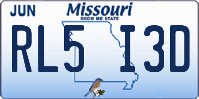 MO license plate RL5I3D
