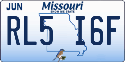 MO license plate RL5I6F