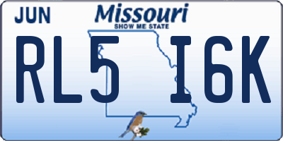 MO license plate RL5I6K