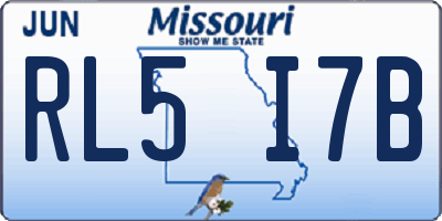 MO license plate RL5I7B