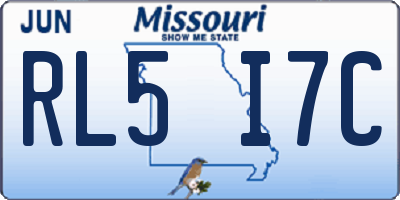 MO license plate RL5I7C