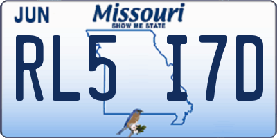 MO license plate RL5I7D