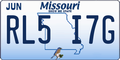 MO license plate RL5I7G