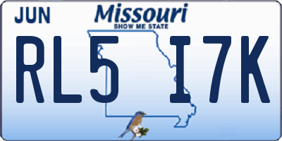 MO license plate RL5I7K