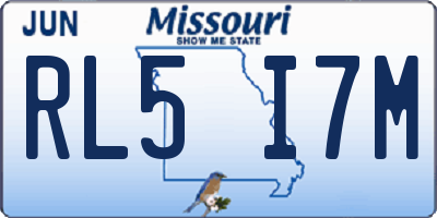 MO license plate RL5I7M