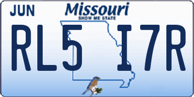 MO license plate RL5I7R