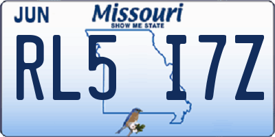 MO license plate RL5I7Z