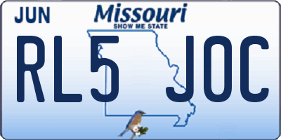 MO license plate RL5J0C