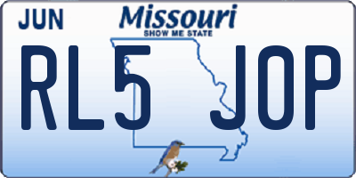 MO license plate RL5J0P