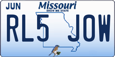 MO license plate RL5J0W