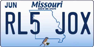MO license plate RL5J0X