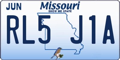 MO license plate RL5J1A