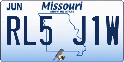 MO license plate RL5J1W