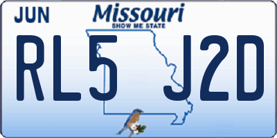 MO license plate RL5J2D