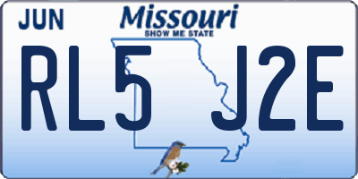MO license plate RL5J2E