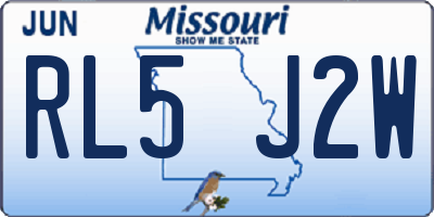 MO license plate RL5J2W